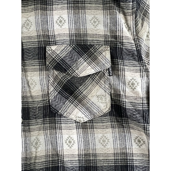 Hurley Men's Flannel Long Sleeve Button Up Shirt Size Large Pockets - Picture 3 of 7